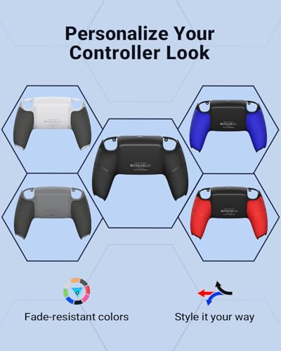 CHARM FOCUS Back Shell Grip Cover Compatible with PS5 Controller, Soft Rubber Overmold and Anti-Slip Diamond Texture, Seamless-Fit Replacement for PS5 Controller Shell, Black - color: Black