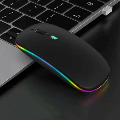 2 Pack Wireless Bluetooth Mouse,LED Dual Mode Rechargeable Silent Slim Laptop Mouse,Portable(BT5.2+USB Receiver) Dual Mode Computer Mice,for Laptop,Desktop Computer,ipad Tablet,Phone,TV (Black) - color: 2 pack black
