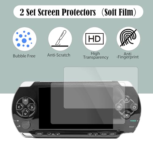 JDGPOKOO 5 in 1 Accessories Kit for PSP 1000, Carrying Case for PSP 1000, Protective Case Shell, 2 Set Screen Protectors and Charging&Date Cable, Compatible with PlayStation Portable 1000 ONLY - size: 5 in 1 psp 1000