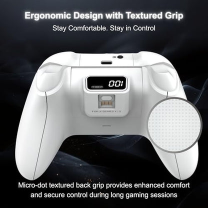 Elenai Wireless Gaming Controller Compatible with Xbox One X S, Xbox Series X S, PC, Android, Bluetooth Gamepad with 1400mAh Rechargeable Battery, LED Power Display, 3.5mm Audio Jack, Ergonomic Grip, White