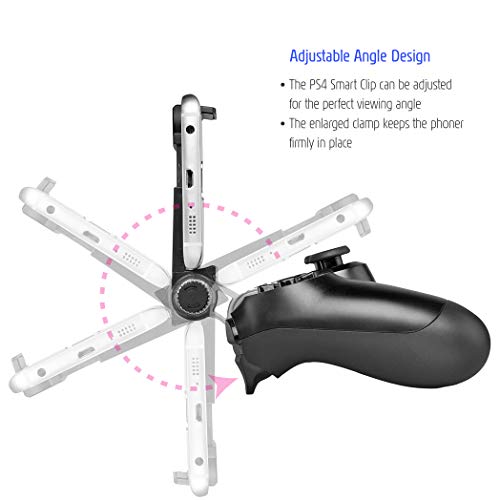 ADZ PS4 Controller Phone Mount - Smart Clip for Dualshock 4 Controller Compatible with iPhone, Android and PS4 Remote Play
