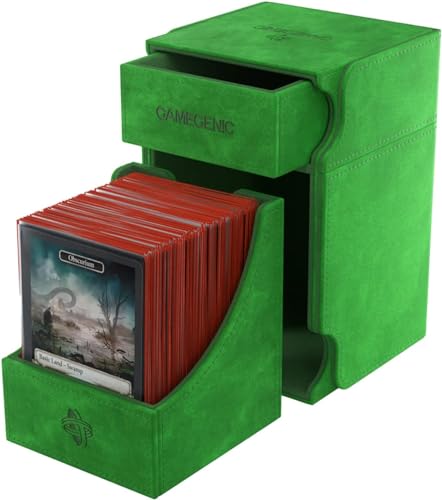 GameGenic Deck Box – Watchtower XL Green 100CT – Durable and Sturdy TCG, OCG, CCG Card Storage – Compatible with Pokemon, Yugioh, Commander, and MTG Magic: The Gathering Cards - color: Green