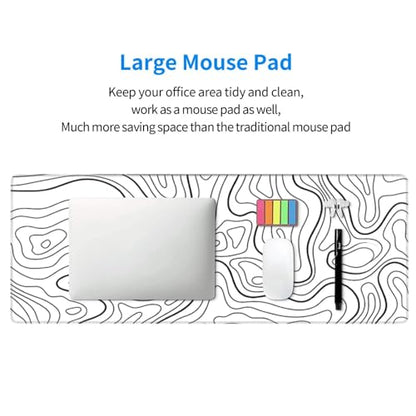 Large Gaming Mouse Pad Desk Mat, White Topographic Contour Extended Keyboard Mouse Pad Mousepad with Non-Slip Base and Stitched Edge Mouse Mat Desk Pad Mouse Pads for Desk Home Office, 31.5 x 11.8 - color: Topographic Contour White