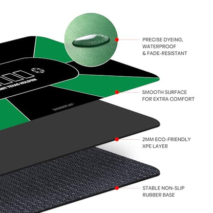 70 x 35 Inch Poker Mat, 10 Players Texas Hold'em Poker Table Top with Carrying Bag for Poker Games, Blackjack, Casino - color: Green