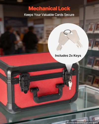 VEVOR Graded Card Case 3 Row 96 PSA Slab Storage Box with Secure Lock, Baseball Sports Trading Cards Holder Collector with 12 Dividers, Key, Holds 76 SGC 68 BGS 348 Top Loaders and 999+ Loose Cards