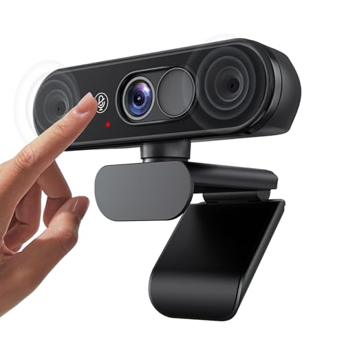1080P Webcam with Mic, Privacy Cover, Mute Button for PC/Laptop | Dual privacy: mic mute button and lens cover; USB plug and play for Zoom, Teams, streaming and video calls - color: 1080P