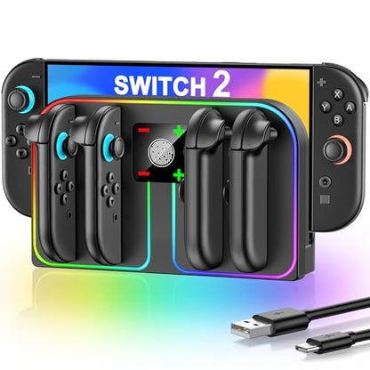 Svetaecho Charging Dock Compatible with Nintendo Switch 2 (2025) for Joycon Controller Charging, 4 in 1 Joypad Charger for Switch 2 Joy Con Fast Charger Stand Station Accessories PlayStation 3 - style: Vertical