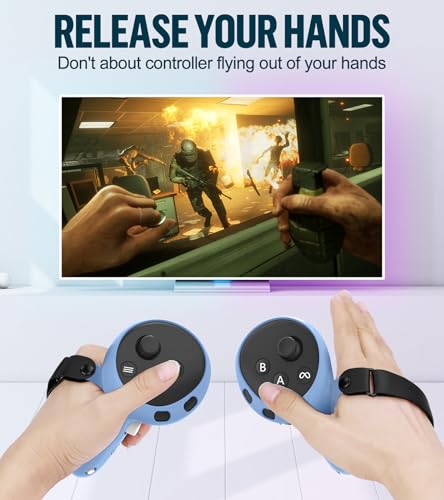 Silicone Cover Set Compatible with Meta Oculus/Quest 3, VR Accessories Protective Cover Includes Controller Grips, Front Shell Headset Cover and Face Cover, Not Fit Quest 3S(Haze Blue) - color: Haze Blue