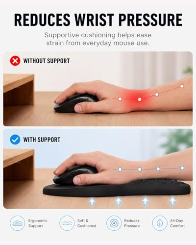 Ergonomic Mouse Pad with Wrist Rest Support, Mousepad for Carpal Tunnel Pain Relief, Memory Foam with Massage Design, Non-Slip PU Base for Office, Home, Gamming