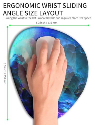 Palm-Rest and Wrist-Hugging Mouse Pad Wrist Rest, Ergonomic Wrist Support with Curve Fitting Cushioned Memory Foam for Carpal Tunnel Pain Relief, 9.9 x 8.3 Inch, Nebula - color: Nebula