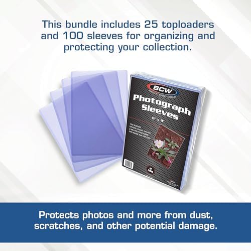 BCW 6x9 Topload Holder and 6x9 Photo Sleeves Combo Pack | Sheet Protectors Compatible with Postcards, Prints, and Documents | Acid-Free, PVC-Free, Archival Quality