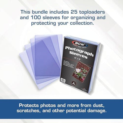 BCW 6x9 Topload Holder and 6x9 Photo Sleeves Combo Pack | Sheet Protectors Compatible with Postcards, Prints, and Documents | Acid-Free, PVC-Free, Archival Quality