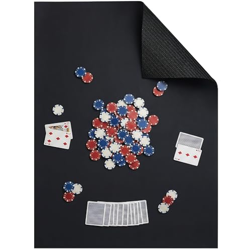 Board Game Mat for Table 47 x 72 Inches, Waterproof Neoprene Gaming Playmat for Mahjong, Poker, Board Games, Card Games, Tile Games, Dominoes & RPG–Large Portable Table Cover (Black) - color: Black, size: 47" x 72"