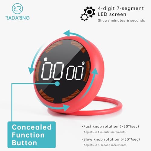 Rose Quick Que Kitchen Timers, Visual timers Large LED Display Magnetic Countdown Countup Timer for Classroom Cooking Fitness Baking Studying Teaching, Easy for Kids and Seniors (Rose) - color: Rose