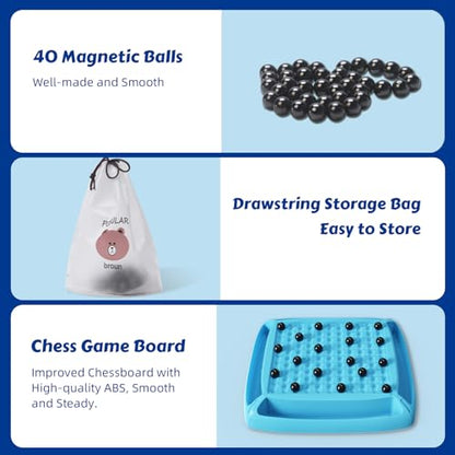 Magnet Game, Magnetic Game for Kids and Adults, Table Top Board Game for Kids 8-12, Magnet Chess Game 40Pcs for Family Games Night, 2-4 Players - style: 40 PCS Chess Pieces
