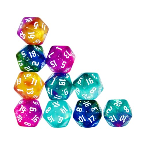 SmartDealsPro 10-Pack 20 Sided Dice D20 Polyhedral Dice for DND RPG MTG Table Game (Sparkly Glitter) - color: Sparkly Glitter
