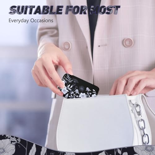 Credit Card Holder, Mini RFID Small Aluminum Card Wallet Business Card Case | Blocking Slim Metal RFID Blocking Front Pocket Wallet Hard Case Durable CC Holder for Women Girls, Black White Floral - color: Black White Floral