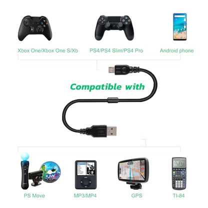 Xahpower 2 Pack 10Ft Controller Charging Cable for PS4, Play and Charge Micro USB Charger High Speed Data Sync Cord for Playstation4 PS4 Slim/Pro Controller, Xbox One S/X Controller, Android