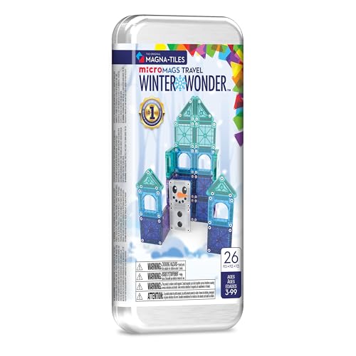 MAGNA-TILES microMAGS Winter Wonder Travel Set 26-Piece Magnetic Construction Set, The Original Magnetic Building Brand - style: Winter Wonder