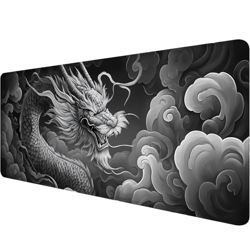 Dragon Gaming Mouse Pad Fantasy Mysterious Oriental Dragon Grey Mouse Pad Large Mousepad Extended Laptop Keyboard Mat Gaming Desk Pad Mouse Mat Office Computer Keyboard Laptop Home 31.5"x11.8" - color: Fantasy-dragon, size: 31.5" x 11.8"