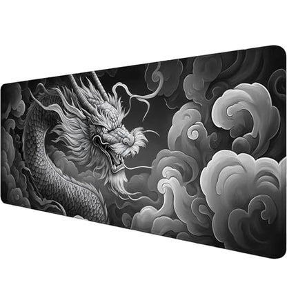Dragon Gaming Mouse Pad Fantasy Mysterious Oriental Dragon Grey Mouse Pad Large Mousepad Extended Laptop Keyboard Mat Gaming Desk Pad Mouse Mat Office Computer Keyboard Laptop Home 31.5"x11.8" - color: Fantasy-dragon, size: 31.5" x 11.8"
