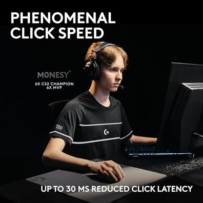 Logitech G PRO X2 SUPERSTRIKE Wireless Gaming Mouse - Black/White | Customizable Rapid Trigger Magnetic Analog Switches, Adjustable Click Haptics, 61g Lightweight, USB-C, <8K, For PC/Mac