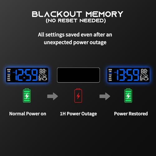 EASYERA 16.5" Large Digital Wall Clock with BT Sync,11 RGB Lights | Classroom Clock Remote Control, Big LED Display, Dual Alarms, Auto DST, Temperature | Gaming - color: Black