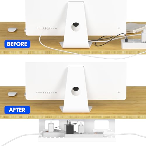 FLEXISPOT Under Desk Cable Management for Office and Home - Standing Desk Metal Raceway Wires Tray (White) - color: White, size: 31.5x3.94in