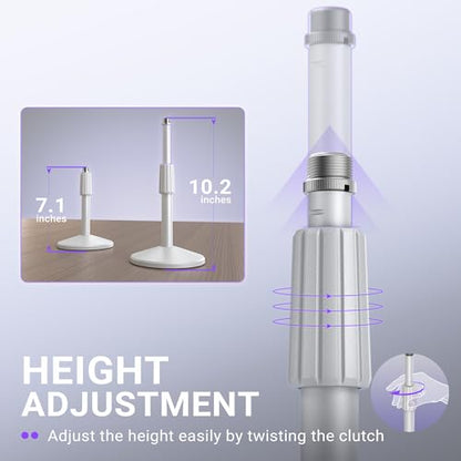 FIFINE BS2W Height-Adjustable Desktop Microphone Stand for Podcast | Tabletop Stand, Weighted Slope-base, 3/8'' to 5/8'' Screw Adapter, for Podcast Streaming Gaming - color: white