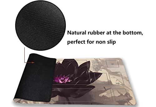 MTG Playmat, Game Play Mat for MTG TCG 24 x 14 inches Trading Card Inked Game Playmats with Storage Bag Smooth Rubber Surface Battle - color: Black Lotus With Zones2