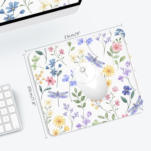 스티치 엣지가 있는 마우스 패드, 미끄럼 방지 고무 베이스가 있는 다중 패턴 컴퓨터 마우스 패드, 세탁 가능한 천 마우스패드, 게임, 노트북, PC용(잠자리 초원) - color: 30Dragonfly Meadow