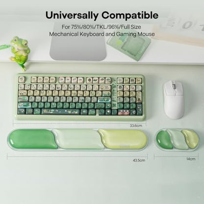 EPOMAKER CloudGel Wrist Rest for Keyboard and Mouse, 2 Pieces | Silicone Wrist Support, Anti-Slip Rubber Bottom, Ergonomic Design, Suitable for Office/Computer/Laptop/Gaming (Green) - color: Green