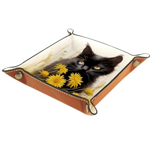 Black Cat Yellow Daisy Dice Tray Dice Rolling Tray Folding Dice Holder for Dice Games, Like RPG, DND and Other Table Games - color: Multi 13