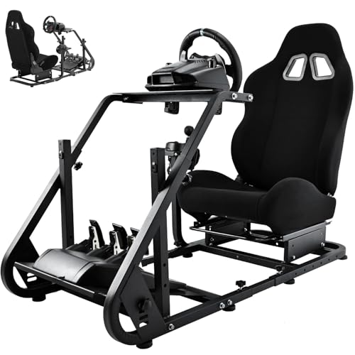 Dardoo Racing Simulator Cockpit with Seat Fit for Logitech G25 G27 G923 | for Thrustmaster T150, for Fanatec, Steering Wheel Cockpit, Not Include Wheel, Pedal and Shifter