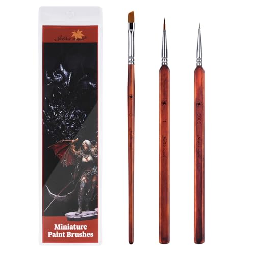 Kolinsky Sable Miniature Paint Brushes-Golden Maple 3pcs Detail Paint Brushes Drybrush for Acrylic Watercolor, Small Fine Detail Paint Brush Set Use for Mini Paints,Paint by Number, Miniature Painting - color: Bronze