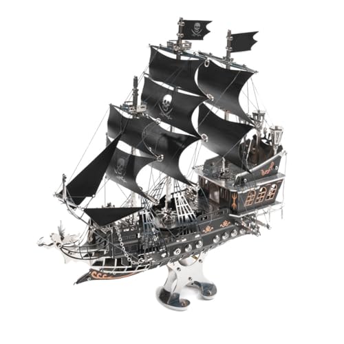 Black Pirate Ship 3D Metal Puzzle for Adults, 300+PCS 3D Metal Ship Model Building Kit, 3D Ship Puzzle Kit Steampunk Ship Jigsaw Assembly Model, DIY Craft Kit Gift