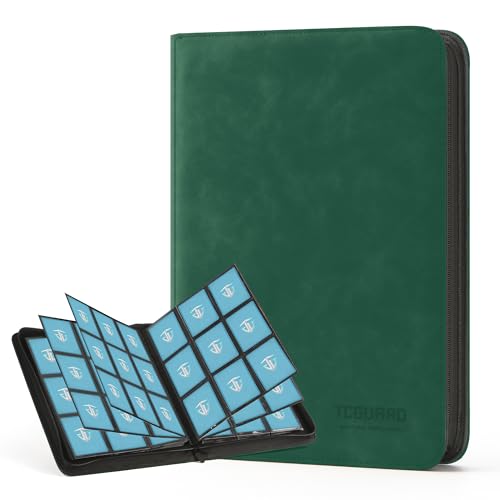 Trading Card Binder, 9 Side Loading Pocket Card Album Hold Up to 540, Zipper Binder for Collection, TCG Holder for Sports, Yugioh, MTG etc. (Dark Green 9) - color: Dark Green 9