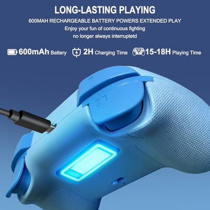 Joso Mobile Gaming Controller, Wireless Game Controller for iPad/Tablet/iPhone/Android/Switch/Switch 2/Lite/OLED/PC, Handheld Gamepad with Hall Effect Joysticks/Triggers/6-Axis Gyro - Blue - color: Blue