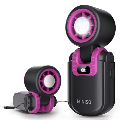 MINISO Portable Handheld Fan with Cooling Plate, Mini Turbo Personal Fan | 3 in 1 USB Rechargeable Small Fan, 5-Speed, Foldable with Ice Cooler, Max 8 H Cooling for Travel, Office, Shopping, Camping - color: Black