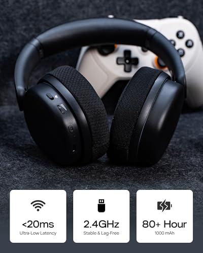 EPOMAKER X Aula G7 Pro Wireless Gaming Headset, Dual Mode BT5.3 & 2.4GHz | 7.1 Surround Sound, 80+ Hour Battery, RGB Light, with Noise Canceling Mic for PS5, PS4, Switch, PC (Black) - color: Black