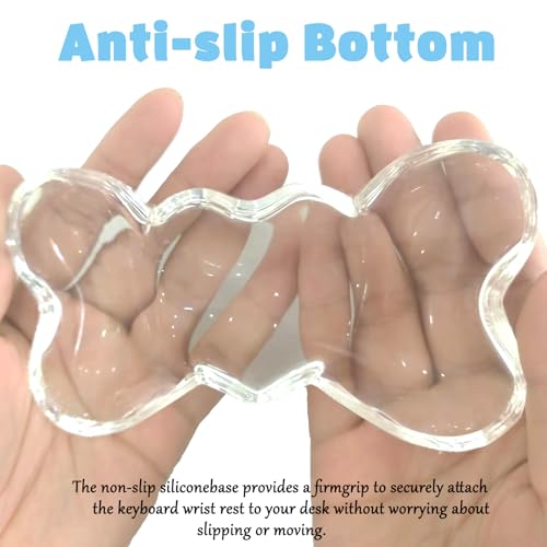 Gel Wrist Rest for Keyboard and Mouse Transparent White Bow Elbow Pad Cushion Ergonomic Cute Clear Cool Heart Mouse Wrist Pad Silicone Non-Slip Support for Computer Gaming Home Office Girl Hand Pillow - color: Bow White