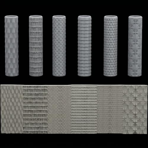 6 Pcs Texture Rollers for Modeling Clay & Miniatures - Roofs & Coverings Patterns (Shingles, Thatch, Tiles) for Dioramas, Tabletop RPG Terrain & Hobby Crafting - color: Amr03 B