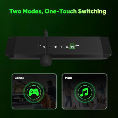 INGA Computer Speakers with Detachable Mic, Plug-and-Play USB Soundbar with Dynamic Lighting, Game/Music Modes, Compatible with PC, Laptop, PS5, Mac - size: Speaker with Mic