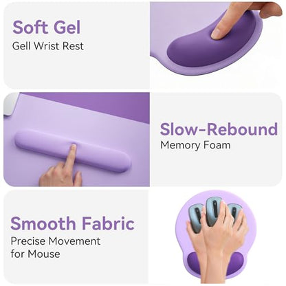 Mouse Pad with Keyboard Wrist Rest,Ergonomic Mouse Pad Wrist Support PU Base with Coaster,Mousepad with Nonslip Base for Computer Laptop Keyboard Home&Office - color: N-Purple Plants