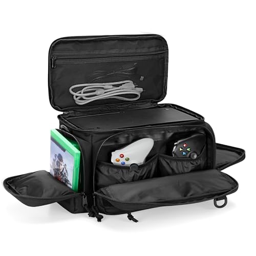 PGmoon Tactical Console Carrying Case Compatible with Xbox Series X | Travel Carry Case Bag with Multi-Pockets for Controllers, Discs & More Accessories (Patent Design)