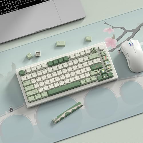 dagaladoo Matcha Green PBT keycaps Set,Cherry Profile Key caps | Retro dye-sublimation Keyboard keycaps,Custom keycaps for cherry-mx full size Retro Mechanical Keyboard,Spring Tea,134keys - color: Spring Tea Green