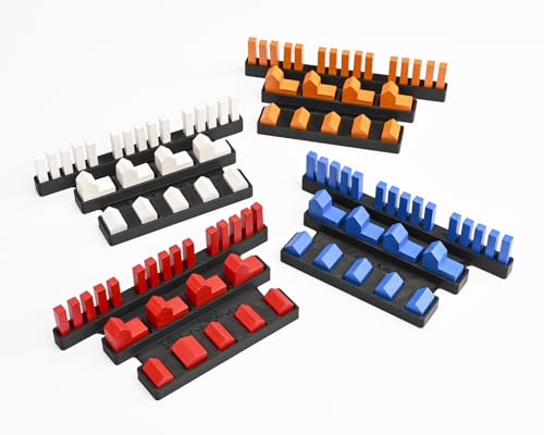 Settlers Game Piece Organizer - Storage Trays for Catan-Ages 14+ | 4 Black Plastic Holders, 3 Compartments Each, 5 x 3 x 0.5 in, Fits Standard Components, Tabletop Accessory Adults