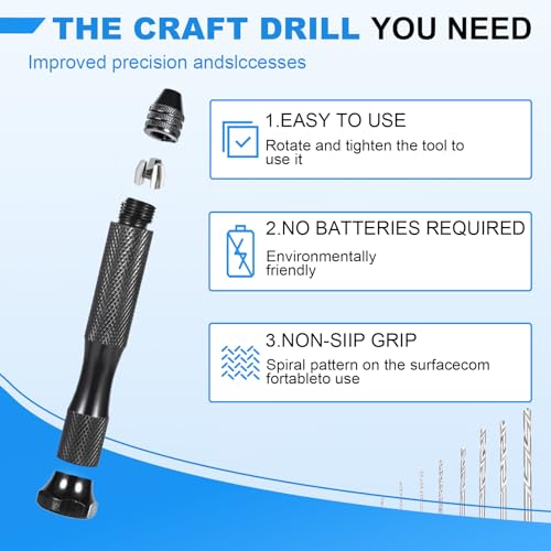 26 PCS Micro Drill Bit Set, Pin Vise Hand Drill Manual Jewelry w/Micro Drill Bits (0.5mm-2.5mm), Rotary Craft Drill for Jewelry Making, Resin, Wood, Plastic, Miniature, Beads, Clay