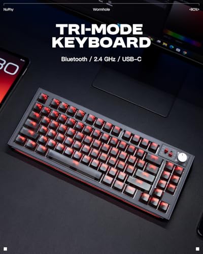 nuphy WH80 Hot-Swap Rapid Trigger Wireless Magnetic Keyboard with knob | Custom RGB Backlit Gaming Keyboard, 80% Layout, Tri-mode Hall Effect, 83 Keys, Support BT/2.4GHz/USB-C - color: Black