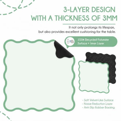Scalloped Mahjong Mat - Non-Slip Noise Reduction Gaming Mat 31.5 x 31.5 Inch for Mahjong,Waterproof Surface, Neoprene Mahjon for American Mahjong Game (Green) - color: Green